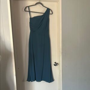 Chic One-Shoulder Teal Dress